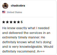 5-star Fiverr review for Senior WordPress Developer